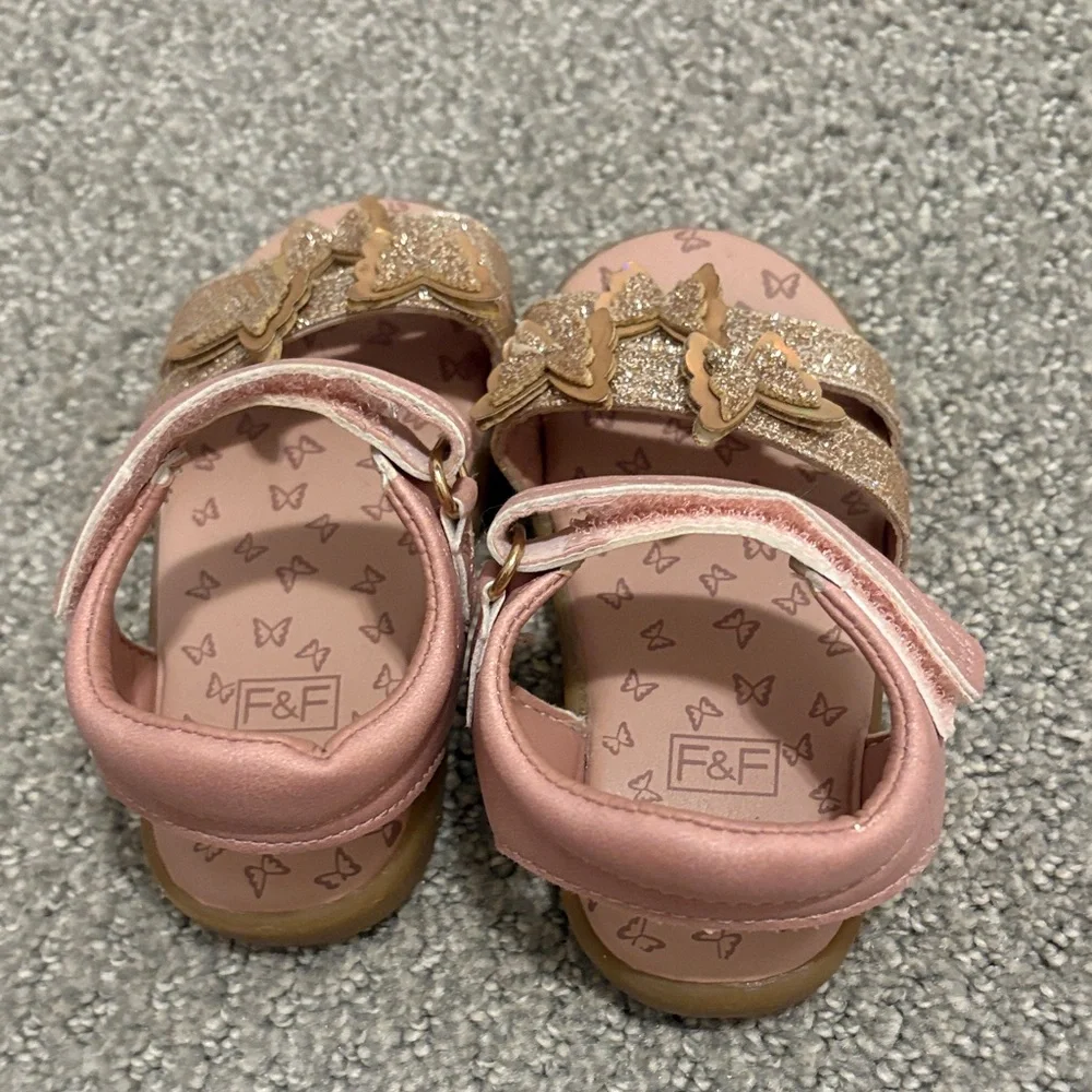 F&F Glittery Pink Butterfly Sandals